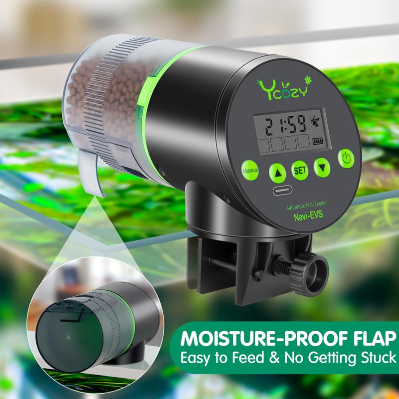 Ycozy Automatic Fish Feeder Rechargeable with Type-C Cable Fish Feeder Automatic Dispenser for Vacation Small Tank/Betta/Turtle Upgraded Moisture-Proof Container - Image 5